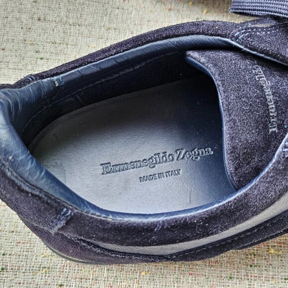 Ermenegildo Zegna Men Sneaker navy Blue Leather/Suede Upper Shoes Italy 9.5US